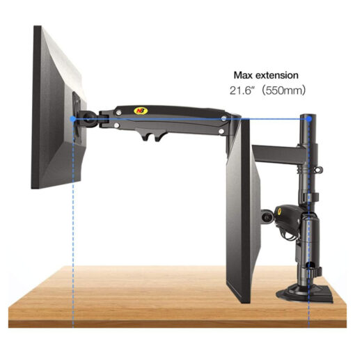 NB North Bayou GF35 Dual Arm Gas-Spring Monitor Desk Mount for 17-27 Inch Screens - Image 3