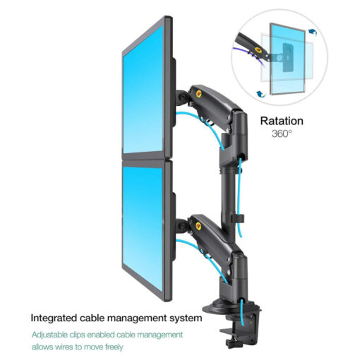 NB North Bayou GF35 Dual Arm Gas-Spring Monitor Desk Mount for 17-27 Inch Screens - Image 8