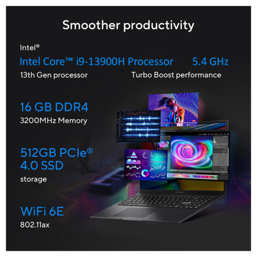 ASUS Vivobook 16X Creator Series Laptop - Intel Core i9-13900H, 14-Core Processor, NVIDIA GeForce RTX 4050 6GB GDDR6, 16.0" FHD+ 144Hz, Indie Black - Image 2