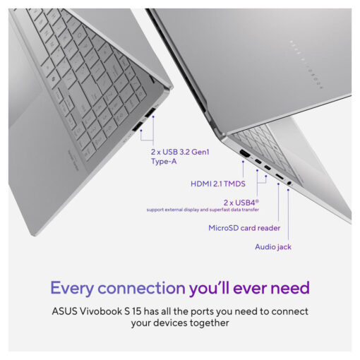 ASUS Vivobook S 15 OLED Laptop - Snapdragon X Plus X1P 42 100 Processor, Qualcomm AI Engine, 16GB DDR5X, 15.6" 3K OLED 120Hz Display, Long-Lasting Battery - Image 5