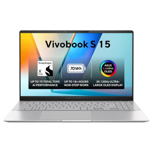 ASUS Vivobook S 15 OLED Laptop - Snapdragon X Elite X1E 78 100 Processor, Qualcomm AI Engine, 32GB DDR5X, 15.6" 3K OLED 120Hz Display, Long Battery Life