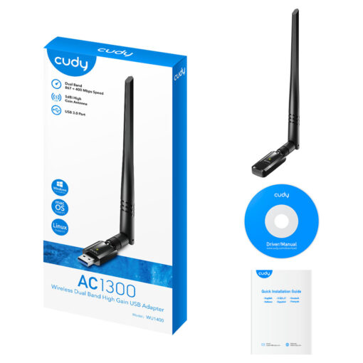 ⁦Cudy WU1400 AC1300 Wi-Fi High-Gain USB Adapter⁩ - الصورة ⁦5⁩