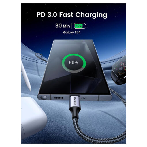 UGREEN 50150 1m 60W PD Fast Charging Cable - USB-C to USB-C - Image 3