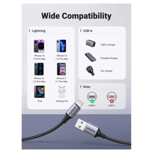 UGREEN 60138 USB-A to Micro USB Cable 2M - Fast Charging & Data Sync - Image 3