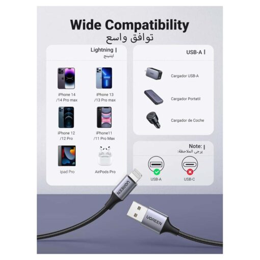 UGREEN MFi Certified iPhone Charger Cable 1M - Lightning to USB-A - Image 7