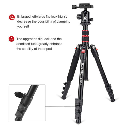 Lightweight Aluminum Tripod with Portable Design – Adjustable and Stable Camera Stand - Image 6