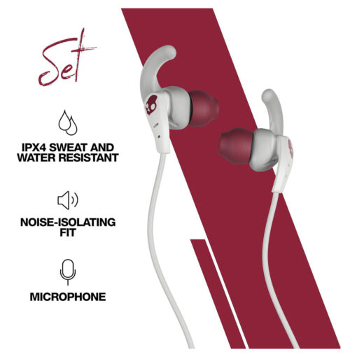 Skullcandy Set IPX4 Sweat/Water-Resistant Earbuds (Grey/Red) - Image 3
