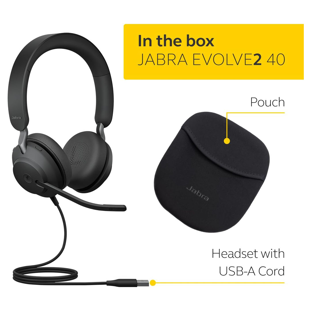 Jabra Evolve2 40 SE Wired Stereo Noise-Cancelling Headset - USB-A - UC Price in Jordan Jabra Evolve2 40 SE Wired Stereo Noise-Cancelling Headset - USB-A - UC - Buy Online in Jordan | OfficeJo
