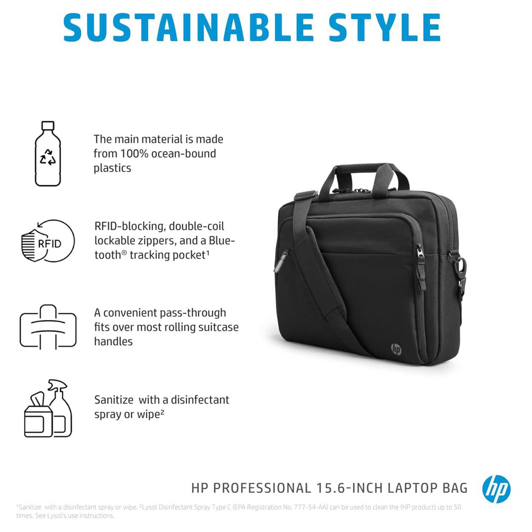 HP Professional 15.6-inch Laptop Bag – Waterproof, RFID Protection, Ocean-Bound Plastic Price in Jordan HP Professional 15.6-inch Laptop Bag – Waterproof, RFID Protection, Ocean-Bound Plastic - Buy Online in Jordan | OfficeJo