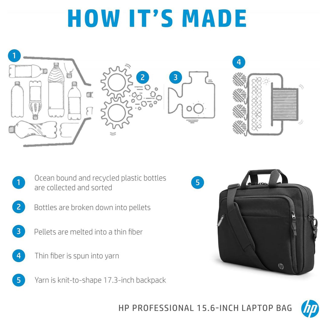 HP Professional 15.6-inch Laptop Bag – Waterproof, RFID Protection, Ocean-Bound Plastic Price in Jordan HP Professional 15.6-inch Laptop Bag – Waterproof, RFID Protection, Ocean-Bound Plastic - Buy Online in Jordan | OfficeJo