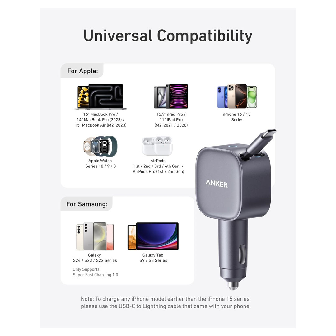 Anker 75W USB-C Car Charger with Retractable Cable Price in Jordan Anker 75W USB-C Car Charger with Retractable Cable - Buy Online in Jordan | OfficeJo