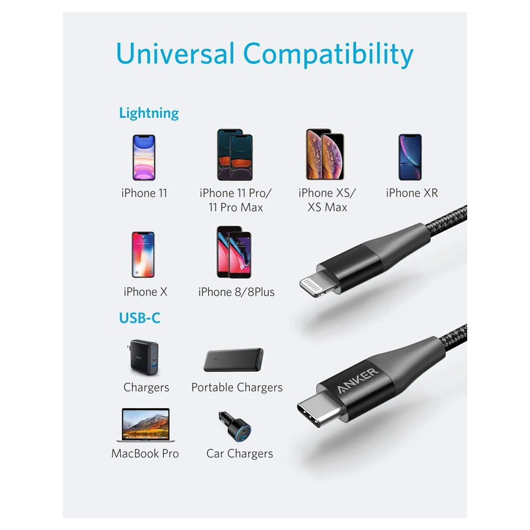 Anker PowerLine+ II USB-C to Lightning Cable (6ft) Price in Jordan Anker PowerLine+ II USB-C to Lightning Cable (6ft) - Buy Online in Jordan | OfficeJo