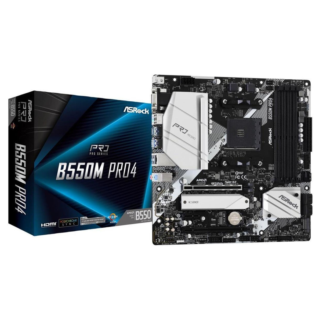 ASRock B550M Pro4: mATX Motherboard, AMD RYZEN Processors, AM4/DDR4/PCIe 4.0/2xM.2 Price in Jordan ASRock B550M Pro4: mATX Motherboard, AMD RYZEN Processors, AM4/DDR4/PCIe 4.0/2xM.2 - Buy Online in Jordan | OfficeJo