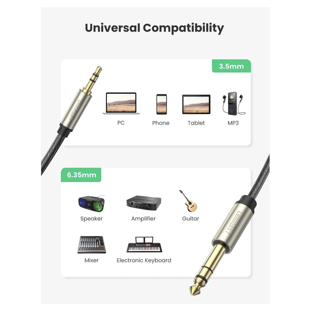 UGREEN 3.5mm TRS to 6.35mm TS Audio Cable 3M (AV127) Price in Jordan UGREEN 3.5mm TRS to 6.35mm TS Audio Cable 3M (AV127) - Buy Online in Jordan | OfficeJo