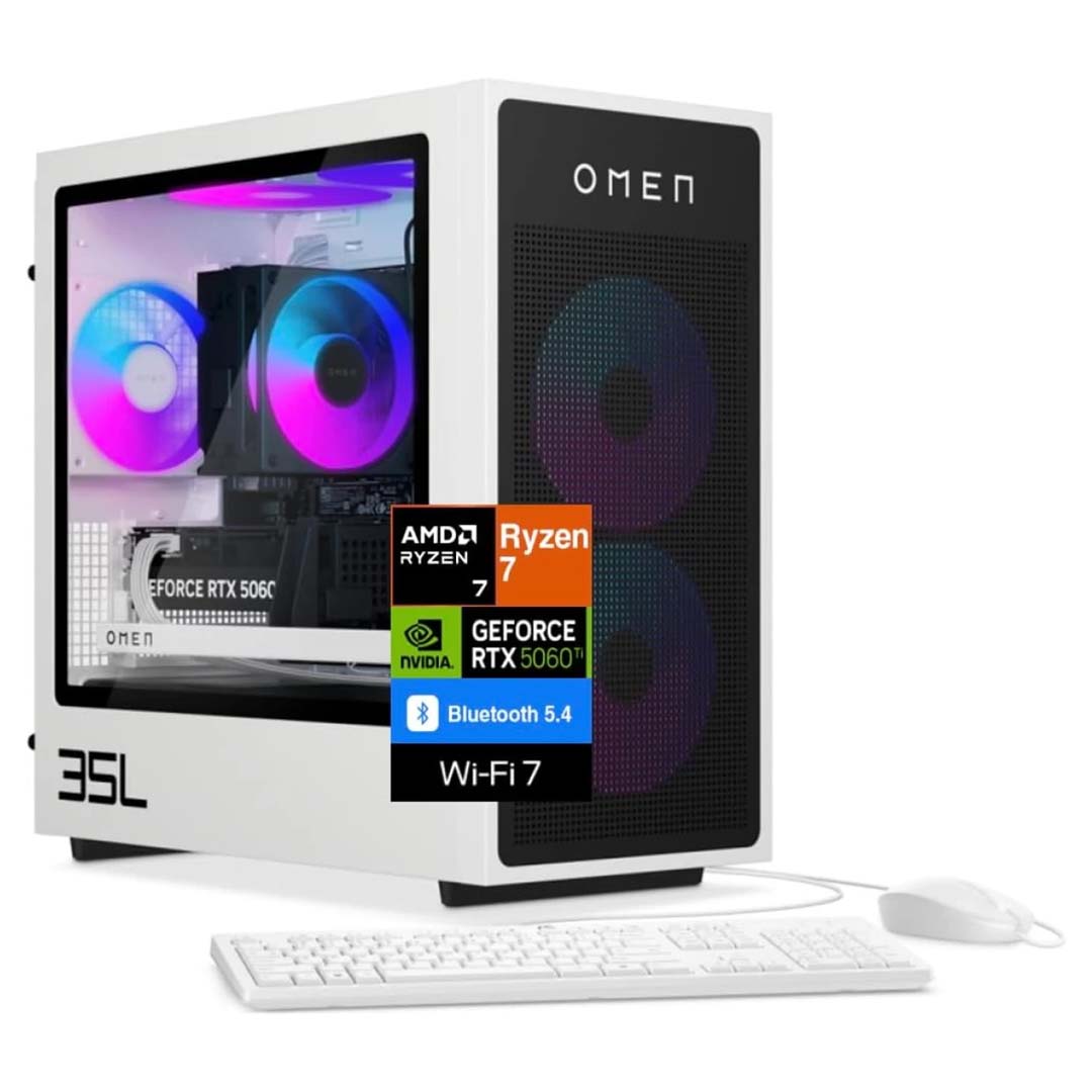 HP OMEN 35L GT16-0344 Gaming Desktop – Ryzen 7 8700F, RTX 5060 TI, 16GB DDR5 Price in Jordan HP OMEN 35L GT16-0344 Gaming Desktop – Ryzen 7 8700F, RTX 5060 TI, 16GB DDR5 - Buy Online in Jordan | OfficeJo