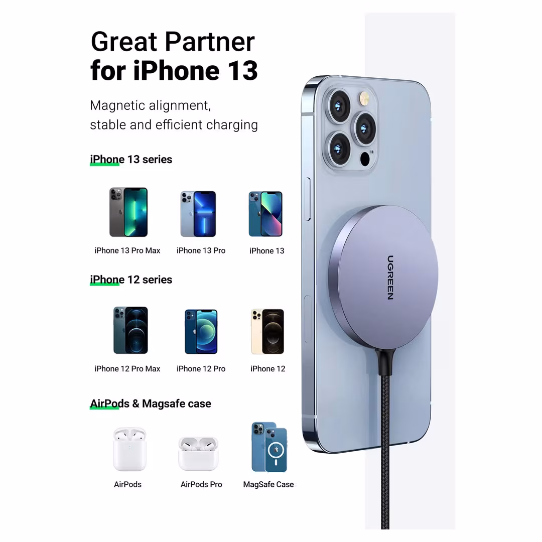 UGREEN 15W Magnetic Wireless Qi Charger Price in Jordan UGREEN 15W Magnetic Wireless Qi Charger - Buy Online in Jordan | OfficeJo