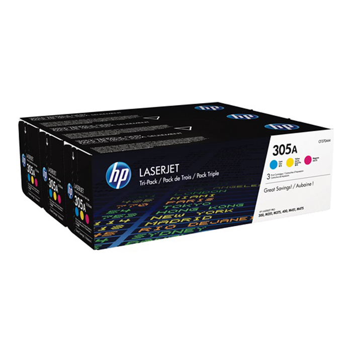 HP 305A Cyan, Magenta, Yellow Orginal Toner Cartridge (CF370AM) 3 Pack Price in Jordan HP 305A Cyan, Magenta, Yellow Orginal Toner Cartridge (CF370AM) 3 Pack - Buy Online in Jordan | OfficeJo
