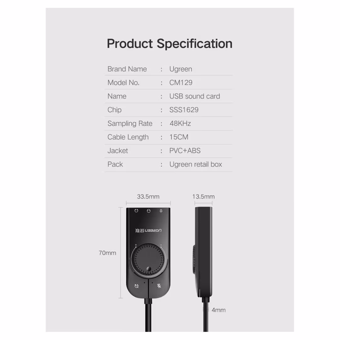 UGREEN USB External Stereo Sound Adapter (CM129) - USB Sound Solution for Improved Audio Price in Jordan UGREEN USB External Stereo Sound Adapter (CM129) - USB Sound Solution for Improved Audio - Buy Online in Jordan | OfficeJo