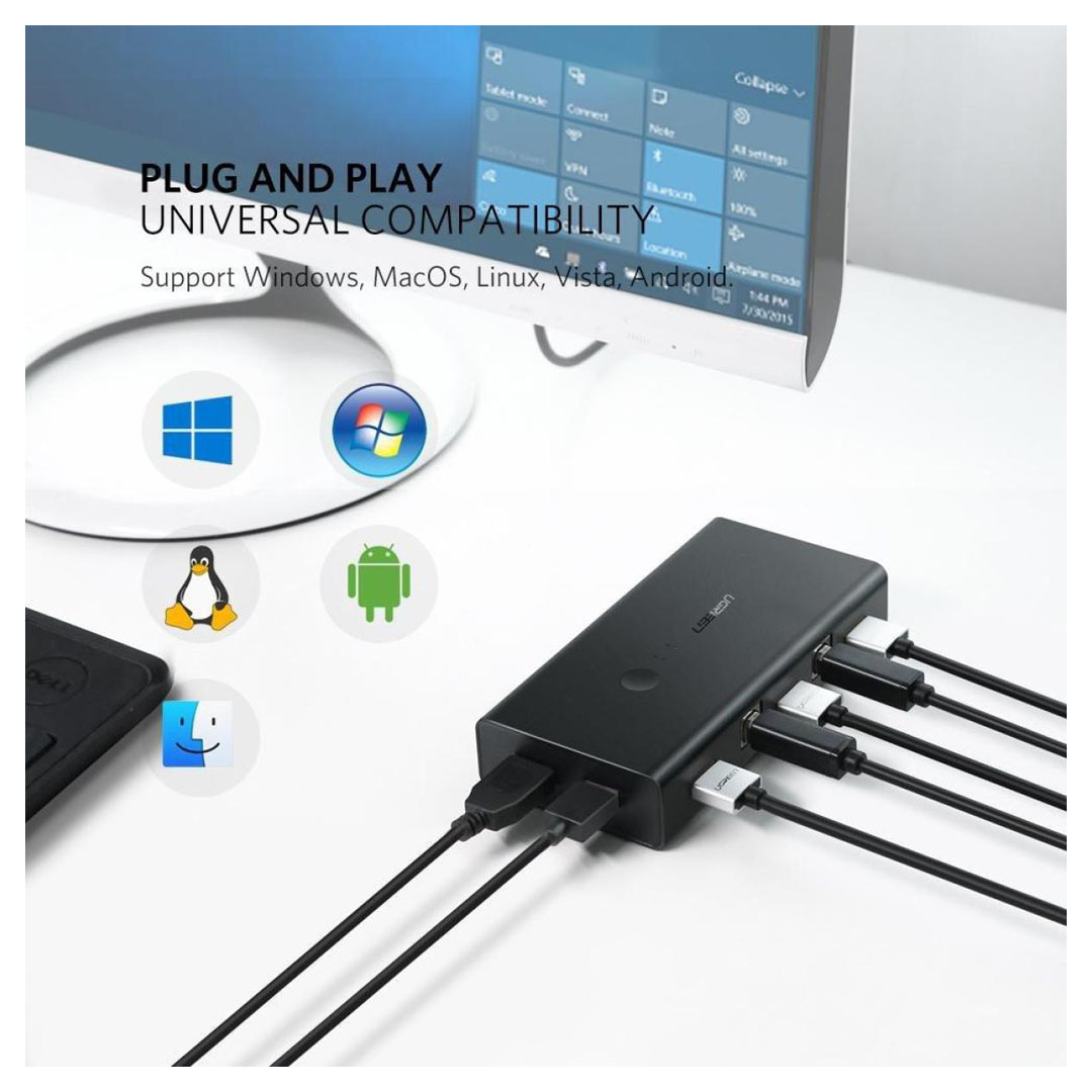 UGREEN CM200 2 In 1 Out KVM HDMI Switch Box: Enables switching between two HDMI input sources to one output display. Price in Jordan UGREEN CM200 2 In 1 Out KVM HDMI Switch Box: Enables switching between two HDMI input sources to one output display. - Buy Online in Jordan | OfficeJo