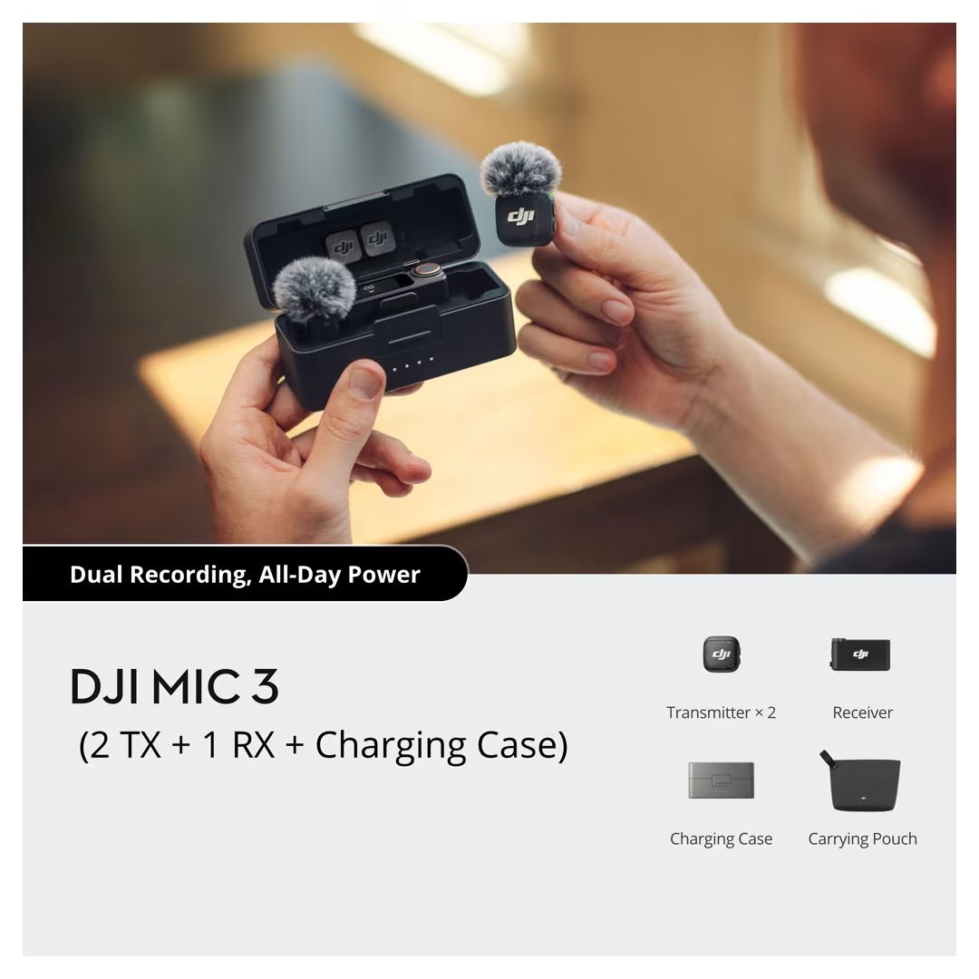 DJI Mic 3 (2 TX + 1 RX + Charging Case) Price in Jordan DJI Mic 3 (2 TX + 1 RX + Charging Case) - Buy Online in Jordan | OfficeJo