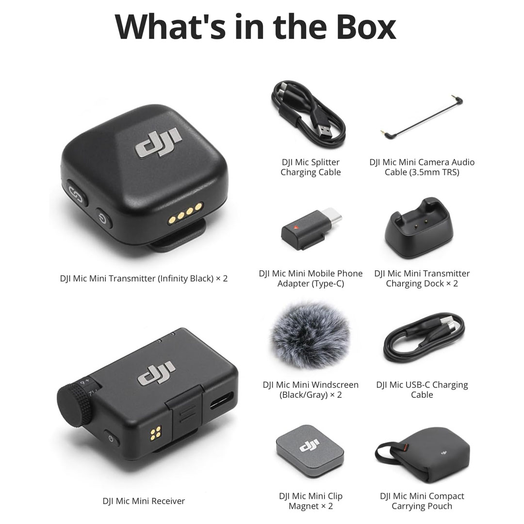 DJI Mic Mini Wireless Microphone (2 TX + 1 RX) – USB-C Price in Jordan DJI Mic Mini Wireless Microphone (2 TX + 1 RX) – USB-C - Buy Online in Jordan | OfficeJo