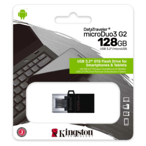 Kingston DataTraveler microDuo3 G2 128GB: Dual microUSB & USB Type-A | Android OTG - Buy Online in Jordan | OfficeJo