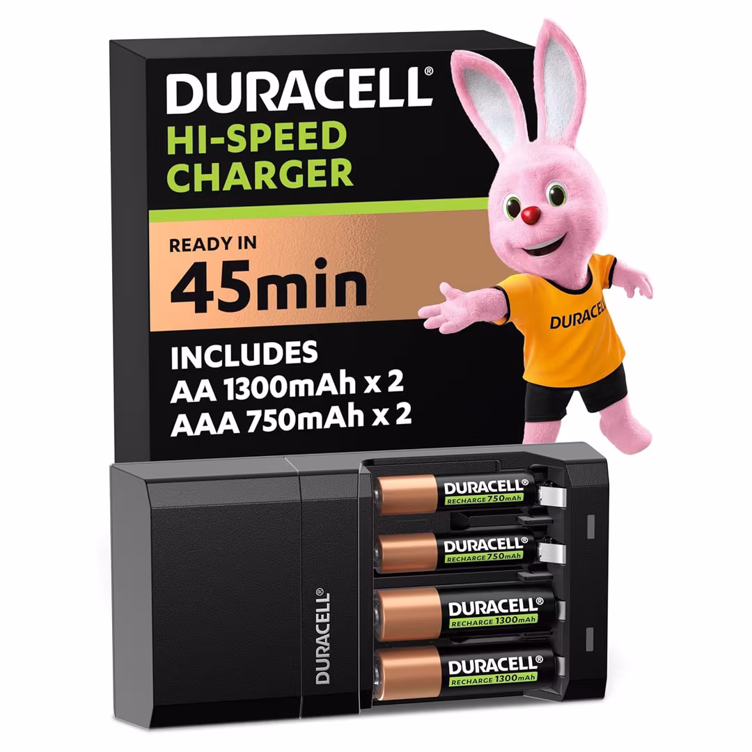 Duracell Hi-Speed Battery Charger (CEF27) - AA & AAA, Rechargeable Batteries Included - Buy Online in Jordan | OfficeJo