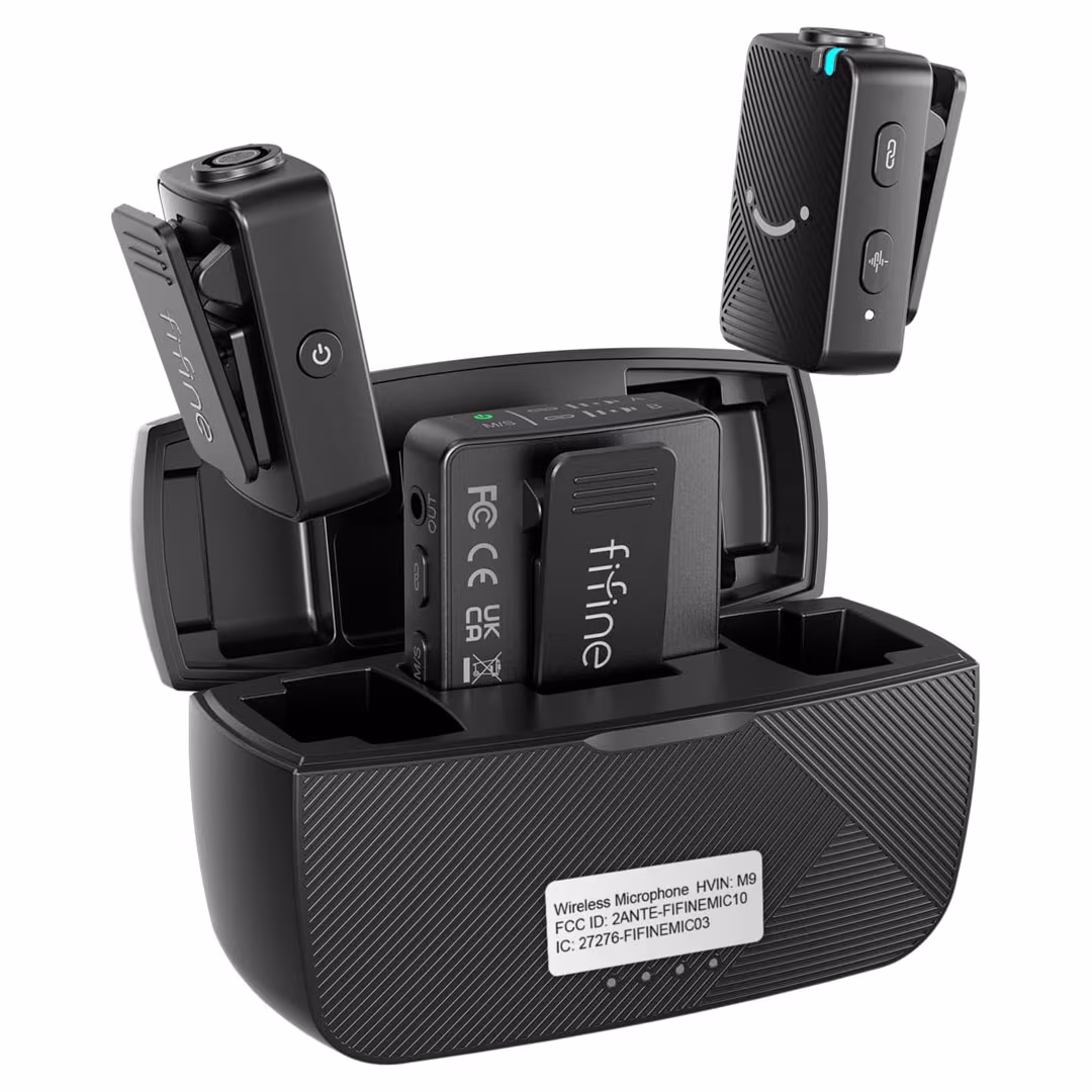 FIFINE M9 Wireless Lavalier Microphone – Dual Pack – iPhone/Android/Camera Price in Jordan FIFINE M9 Wireless Lavalier Microphone – Dual Pack – iPhone/Android/Camera - Buy Online in Jordan | OfficeJo