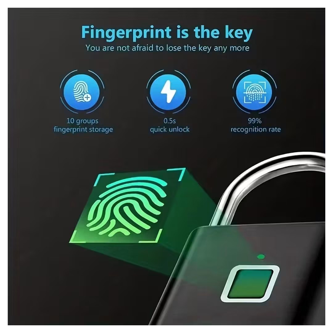 Smart Fingerprint Padlock - USB Rechargeable Biometric Door Lock Price in Jordan Smart Fingerprint Padlock - USB Rechargeable Biometric Door Lock - Buy Online in Jordan | OfficeJo