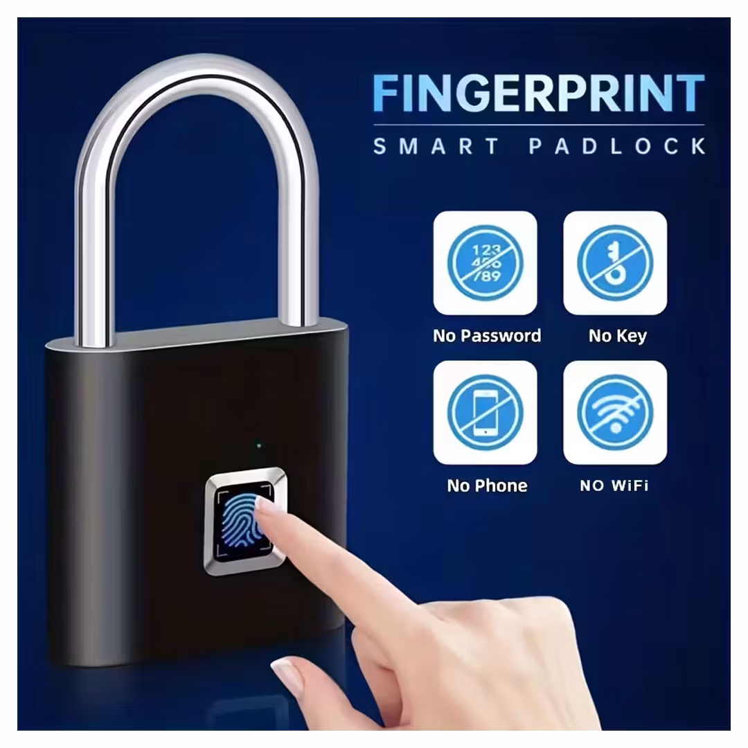 Smart Fingerprint Padlock - USB Rechargeable Biometric Door Lock Price in Jordan Smart Fingerprint Padlock - USB Rechargeable Biometric Door Lock - Buy Online in Jordan | OfficeJo