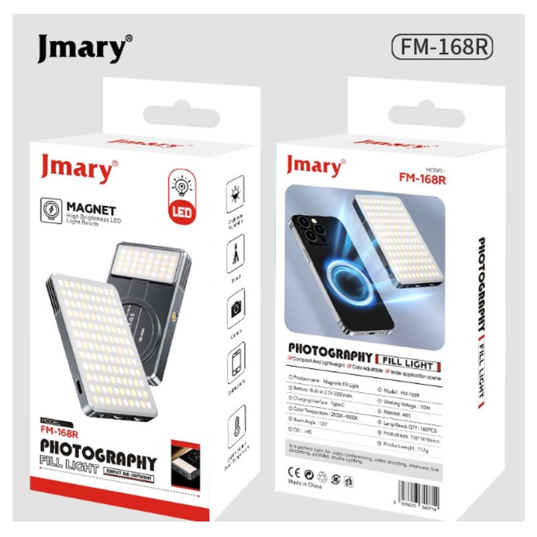 Jmary FM-168R Magnetic Mobile Fill Light – 10W, CRI >95, 2500-9000K Price in Jordan Jmary FM-168R Magnetic Mobile Fill Light – 10W, CRI >95, 2500-9000K - Buy Online in Jordan | OfficeJo