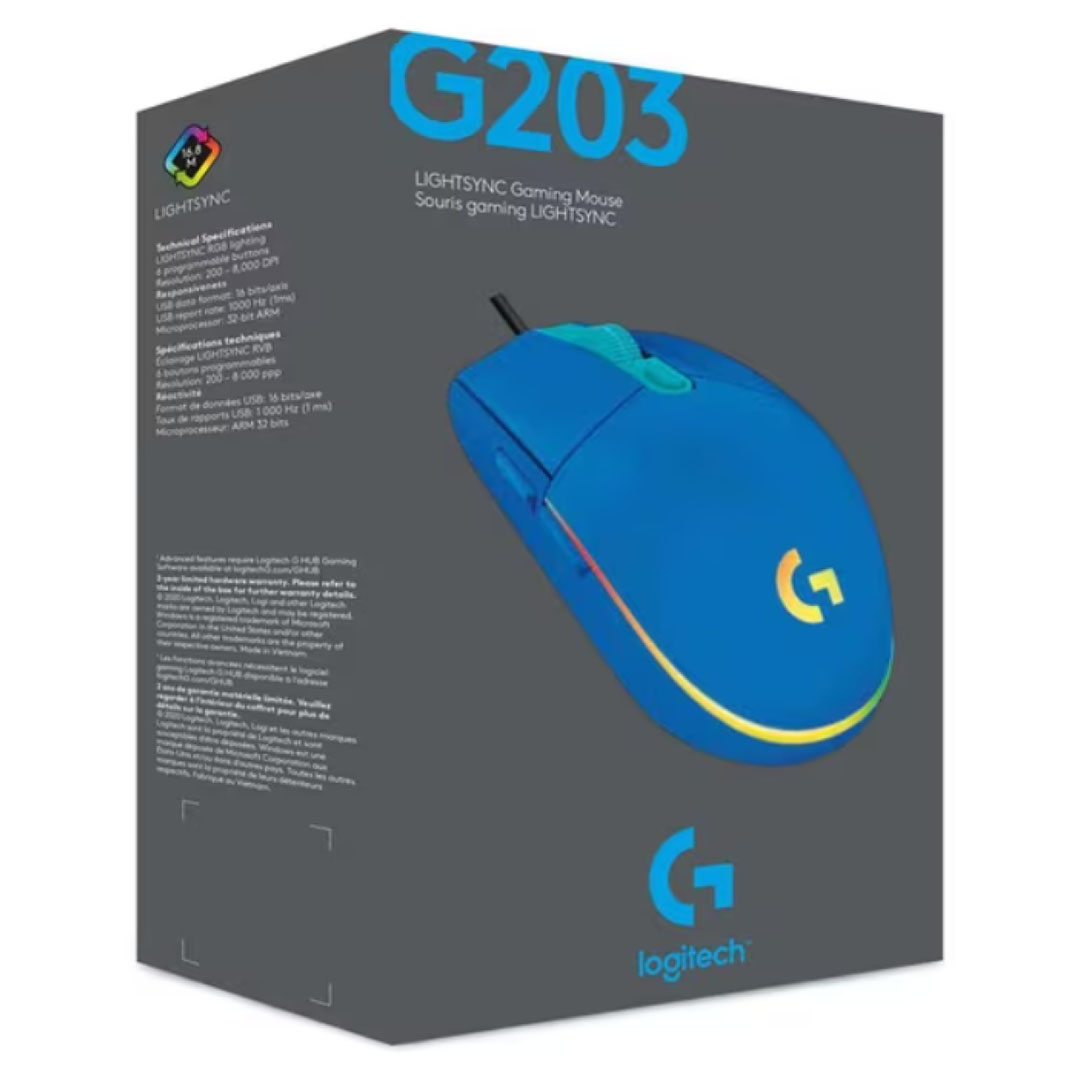 Logitech G203 Wired Gaming Mouse – 8K DPI, LIGHTSYNC RGB, 6 Programmable Buttons Price in Jordan Logitech G203 Wired Gaming Mouse – 8K DPI, LIGHTSYNC RGB, 6 Programmable Buttons - Buy Online in Jordan | OfficeJo