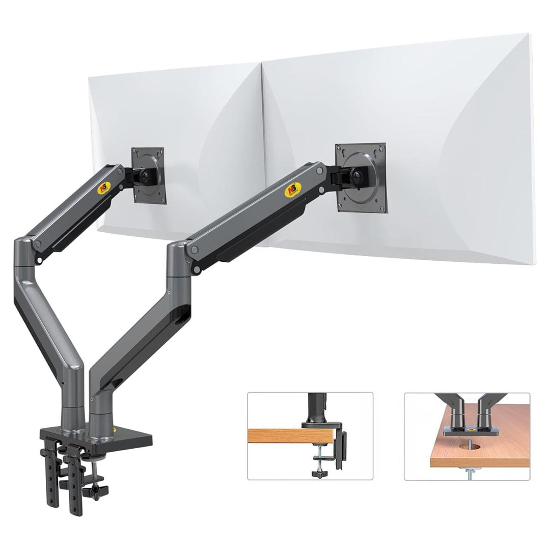 NB North Bayou G35 22"-32" Dual Monitor Stand – Gas-Spring, 2–12kg, 360° Rotation, VESA 75x75/100x100 Price in Jordan NB North Bayou G35 22"-32" Dual Monitor Stand – Gas-Spring, 2–12kg, 360° Rotation, VESA 75x75/100x100 - Buy Online in Jordan | OfficeJo