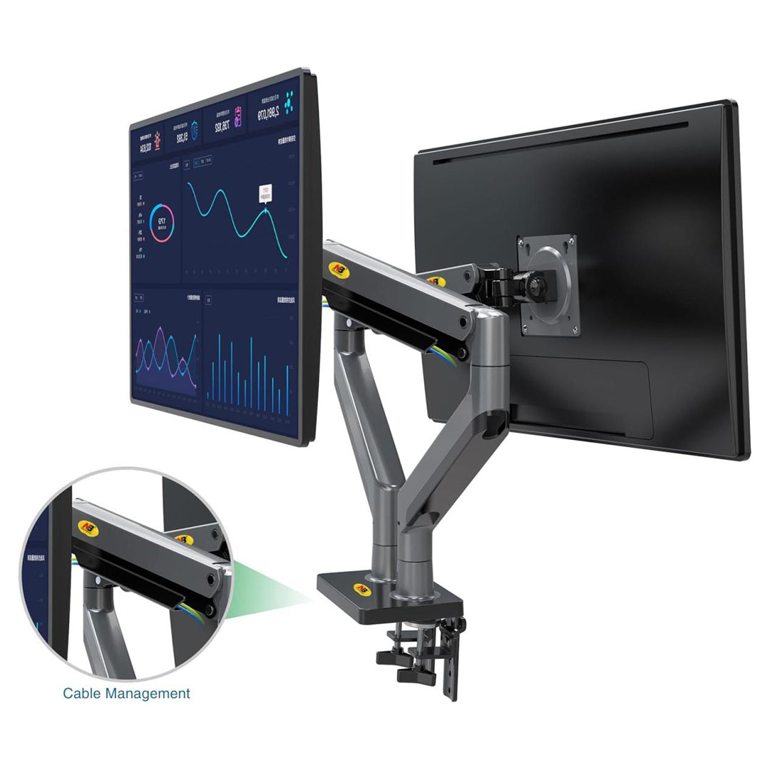 NB North Bayou G35 22"-32" Dual Monitor Stand – Gas-Spring, 2–12kg, 360° Rotation, VESA 75x75/100x100 Price in Jordan NB North Bayou G35 22"-32" Dual Monitor Stand – Gas-Spring, 2–12kg, 360° Rotation, VESA 75x75/100x100 - Buy Online in Jordan | OfficeJo