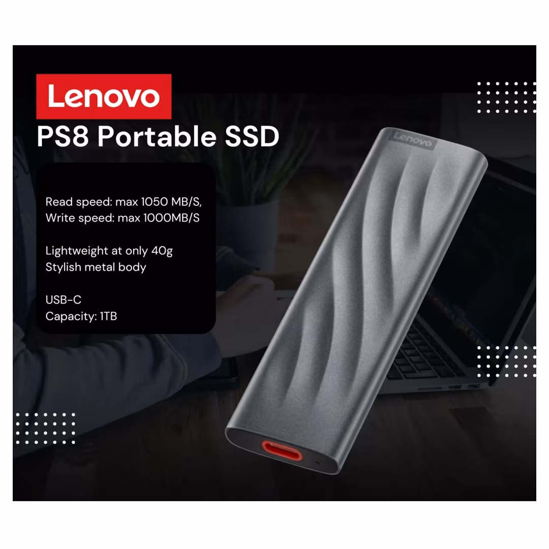 Lenovo PS8 1TB Portable SSD USB 3.2 Gen 2 Grey Price in Jordan Lenovo PS8 1TB Portable SSD USB 3.2 Gen 2 Grey - Buy Online in Jordan | OfficeJo