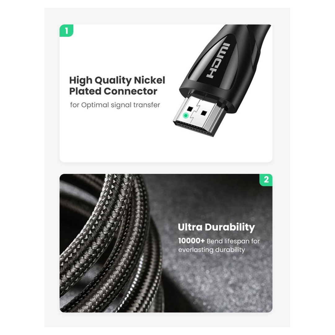 UGREEN HD140 8K Ultra HD HDMI 2.1 Cable - 3M - High - Quality 8K Ultra HD HDMI 2.1 Cable for Superior Audio and Video Transmission Price in Jordan UGREEN HD140 8K Ultra HD HDMI 2.1 Cable - 3M - High - Quality 8K Ultra HD HDMI 2.1 Cable for Superior Audio and Video Transmission - Buy Online in Jordan | OfficeJo