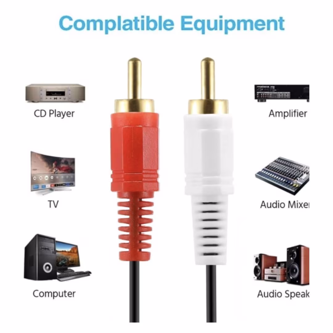 HAING 2 RCA Male to 2 RCA Male Audio Cable 3M (HI-0202-RCA) - Buy Online in Jordan | OfficeJo