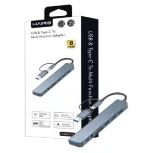 HAING 8-in-1 USB & Type-C Multi-Function Hub Adapter (HI-0802-UTA) Price in Jordan HAING 8-in-1 USB & Type-C Multi-Function Hub Adapter (HI-0802-UTA) - Buy Online in Jordan | OfficeJo