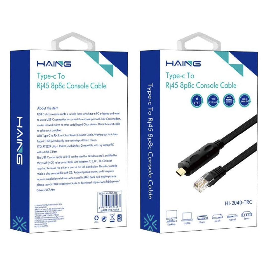 HAING Type-C to RJ45 8P8C Console Cable 1.8M (HI-2040-TRC) Price in Jordan HAING Type-C to RJ45 8P8C Console Cable 1.8M (HI-2040-TRC) - Buy Online in Jordan | OfficeJo