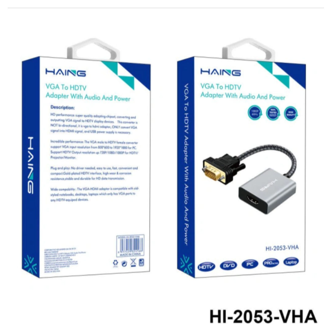 HAING VGA to HDMI Adapter with Audio & Power Cable (HI-2053-VHA) Price in Jordan HAING VGA to HDMI Adapter with Audio & Power Cable (HI-2053-VHA) - Buy Online in Jordan | OfficeJo