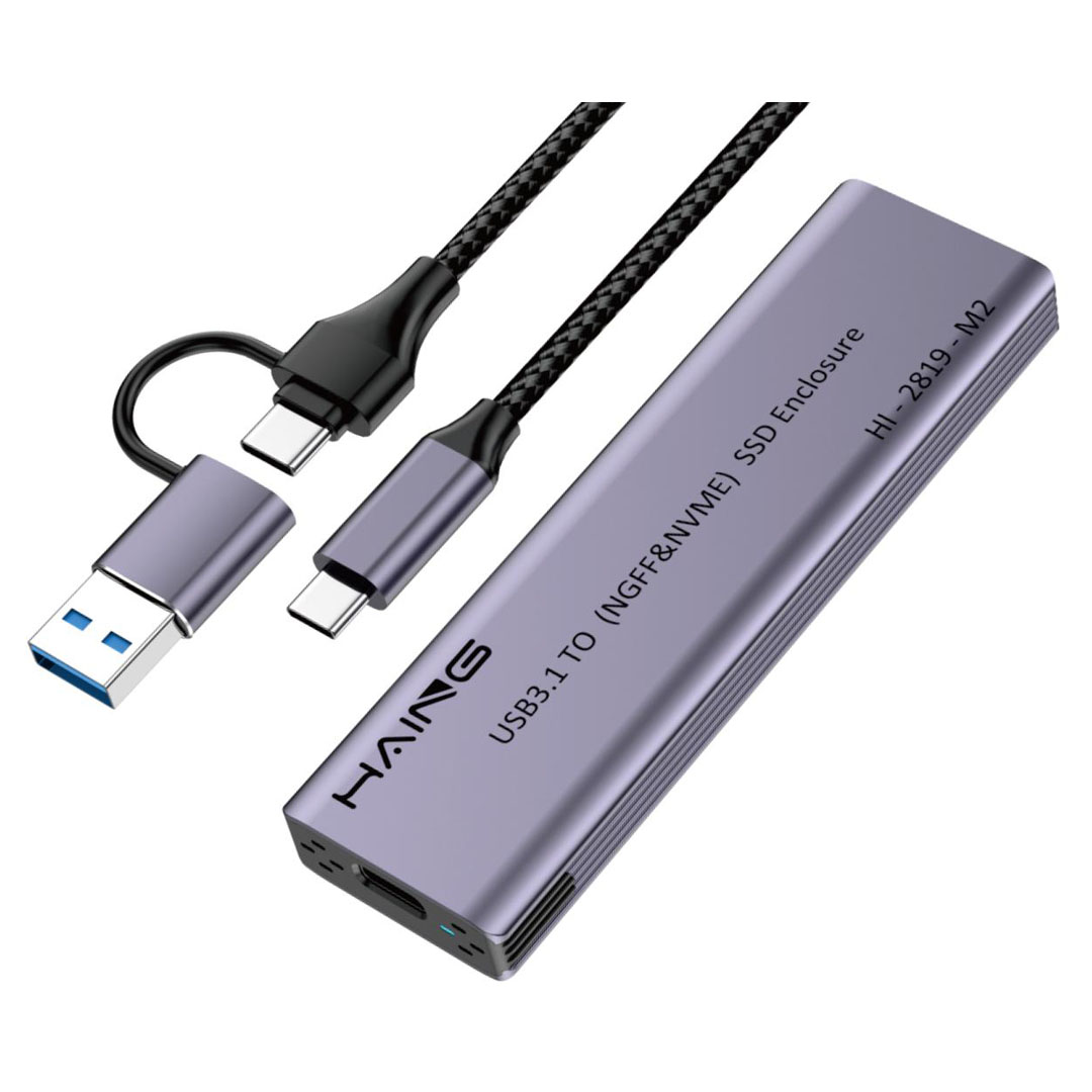 HAING Aluminum NVMe M.2 SSD Enclosure USB 3.1 & Type-C 10Gbps (HI-2819-M2) Price in Jordan HAING Aluminum NVMe M.2 SSD Enclosure USB 3.1 & Type-C 10Gbps (HI-2819-M2) - Buy Online in Jordan | OfficeJo