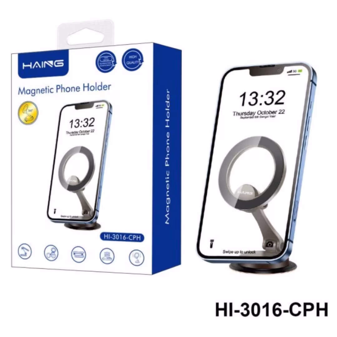 HAING HI-3016-CPH Magnetic Phone Holder – 360° Rotation, Foldable, MagSafe Compatible Price in Jordan HAING HI-3016-CPH Magnetic Phone Holder – 360° Rotation, Foldable, MagSafe Compatible - Buy Online in Jordan | OfficeJo