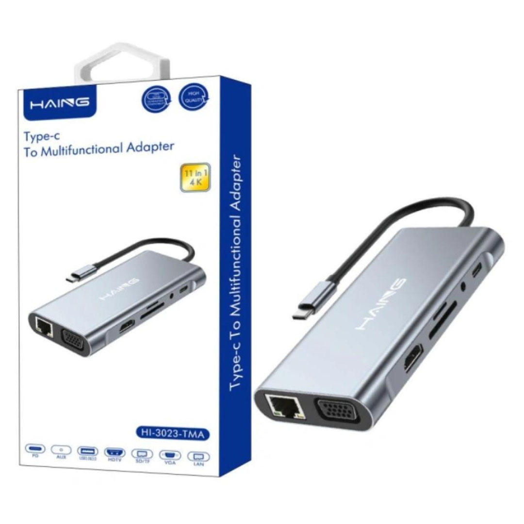 HAING 11-in-1 USB-C Multiport Adapter with HDMI, LAN & PD (HI-3023-TMA) Price in Jordan HAING 11-in-1 USB-C Multiport Adapter with HDMI, LAN & PD (HI-3023-TMA) - Buy Online in Jordan | OfficeJo