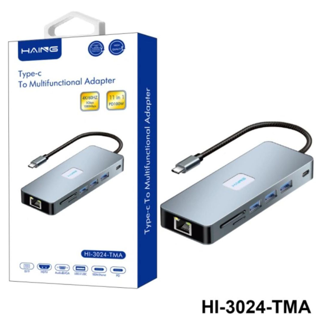 HAING 11 in 1 Type-C Multi-Function Adapter (HI-3024-TMA) Price in Jordan HAING 11 in 1 Type-C Multi-Function Adapter (HI-3024-TMA) - Buy Online in Jordan | OfficeJo