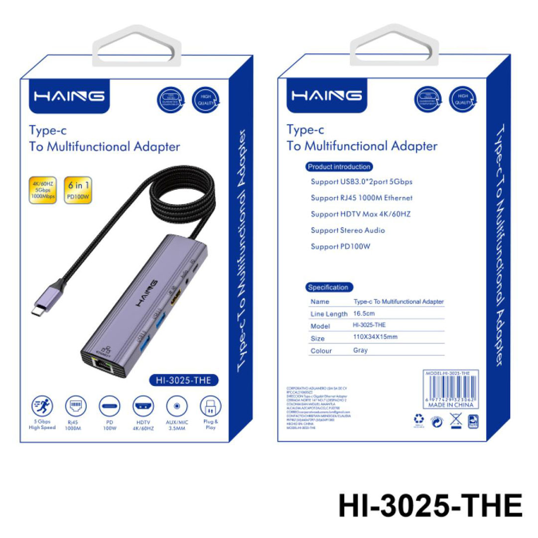 HAING Type-C Multi-Function Adapter (HI-3025-THE) Price in Jordan HAING Type-C Multi-Function Adapter (HI-3025-THE) - Buy Online in Jordan | OfficeJo
