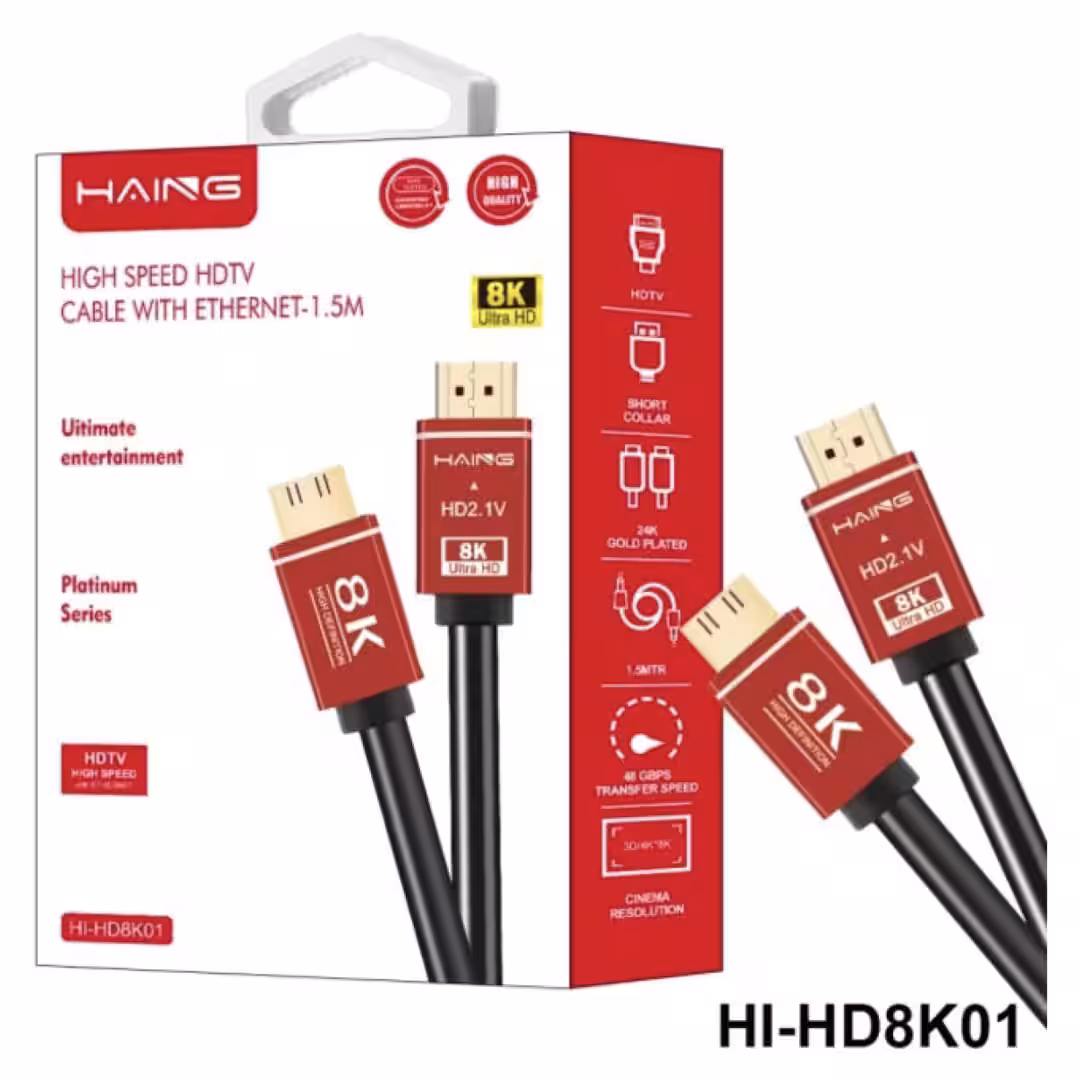 HAING 8K HDMI 2.1 Cable with Ethernet 1.5M (HD8K01) Price in Jordan HAING 8K HDMI 2.1 Cable with Ethernet 1.5M (HD8K01) - Buy Online in Jordan | OfficeJo
