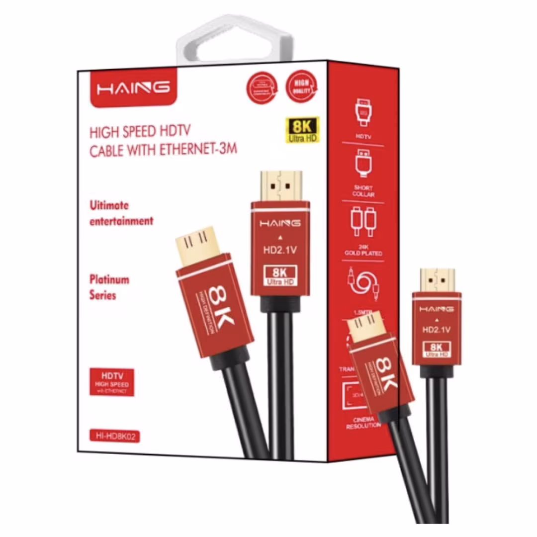 HAING 8K HDMI 2.1 Cable with Ethernet 3M (HD8K02) Price in Jordan HAING 8K HDMI 2.1 Cable with Ethernet 3M (HD8K02) - Buy Online in Jordan | OfficeJo