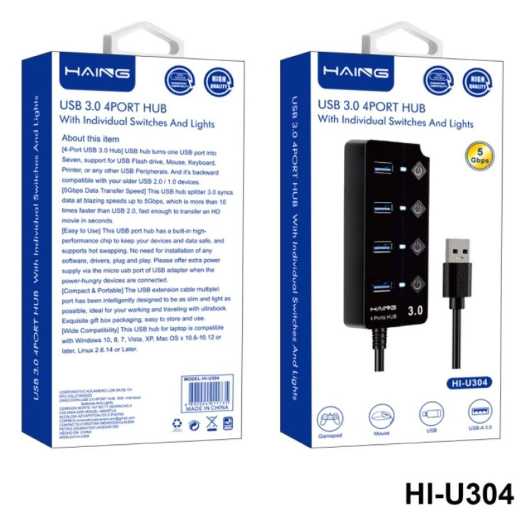 HAING USB 3.0 4-Port Hub with Individual Switches 5Gbps (HI-U304) Price in Jordan HAING USB 3.0 4-Port Hub with Individual Switches 5Gbps (HI-U304) - Buy Online in Jordan | OfficeJo