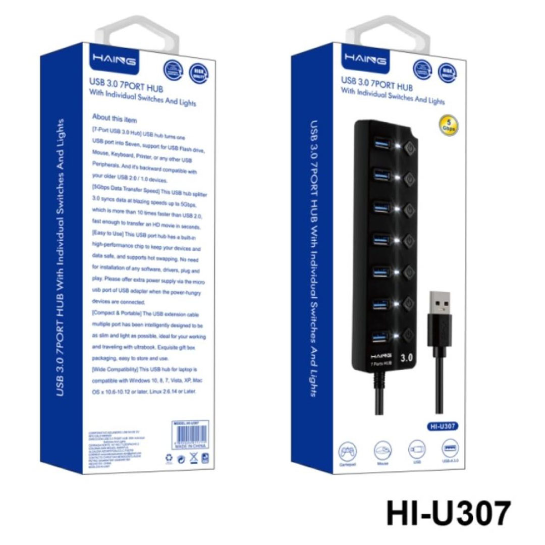 HAING USB 3.0 7-Port Hub with Individual Switches & LED Lights (HI-U307) Price in Jordan HAING USB 3.0 7-Port Hub with Individual Switches & LED Lights (HI-U307) - Buy Online in Jordan | OfficeJo