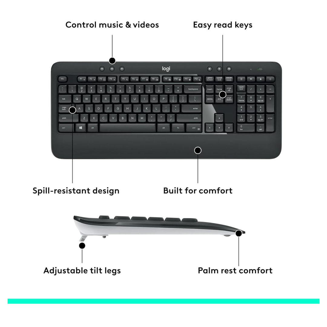 Logitech MK540 Wireless Keyboard & Mouse Combo – 2.4GHz, Spill-Resistant Price in Jordan Logitech MK540 Wireless Keyboard & Mouse Combo – 2.4GHz, Spill-Resistant - Buy Online in Jordan | OfficeJo